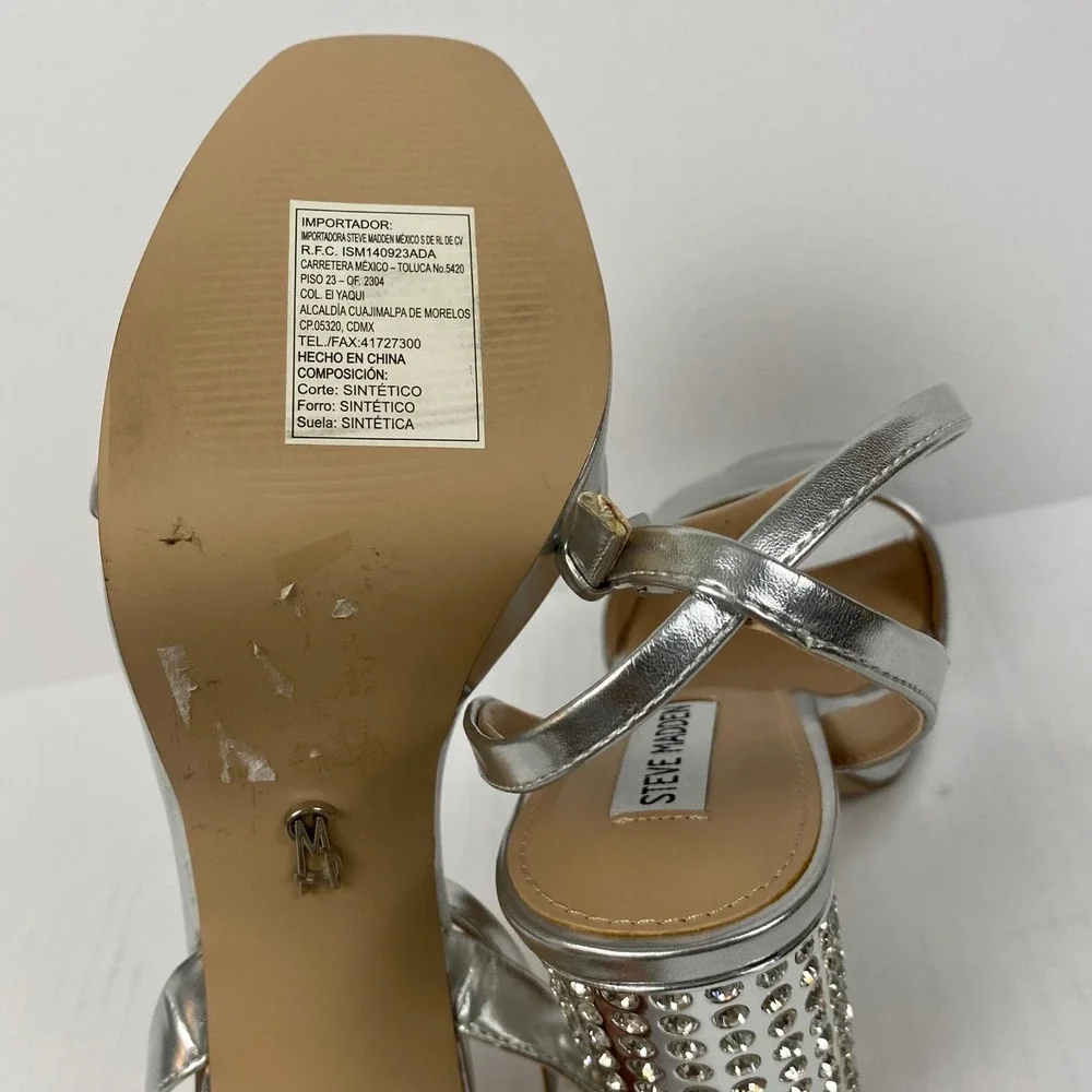 New Steve Madden Size 10 Lasher Silver Rhinestone‎ Platform Heels - Flaw*